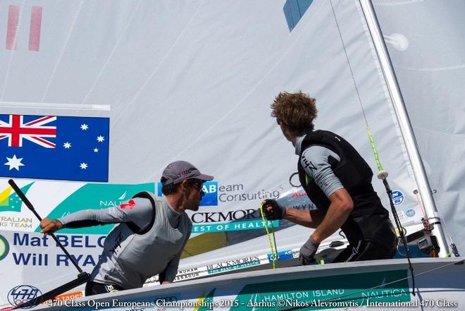 A final third place in the penultimate Medal Race - 2015 470 Open European Championships © Nikos Alevromytis